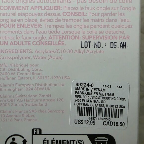 NIB Claire's Girl's Faux Press On Nails, Pink with Bunnies - Picture 8 of 9